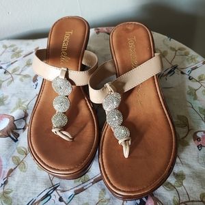 Toscanella Dazzler Italian Rhinestone Wedges Size 8.5 8 1/2 Made in Italy